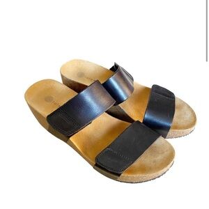 Lola Sabbia Black Liat Wedge Strappy Sandal - Size 38 & 7.5 US